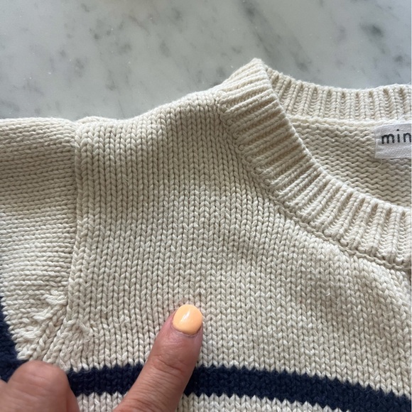 Kids Minnow Unisex Knit Cardigan Cream/Brenton Stripes 5-6 - Picture 12 of 12